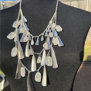 Premier Designs Silver and Clear Statement Necklace